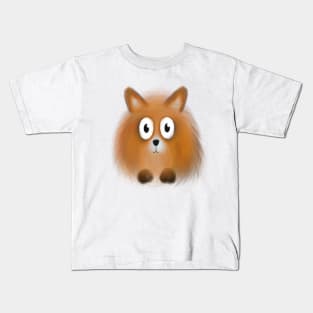 Ginger pomeranian puppy dog Fox illustration cartoon Kids T-Shirt